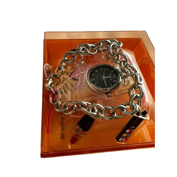 mudd Silvertone Stainless Steel Charm Bracelet Watch 28mm - Picture 7 of 7